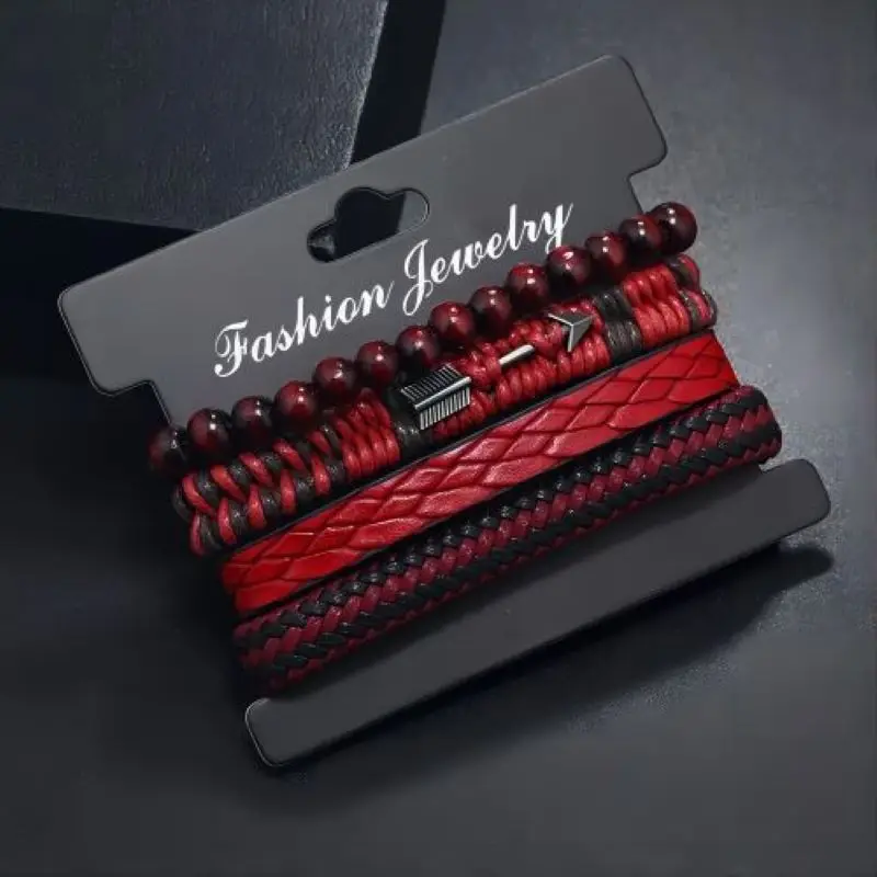 Pulseira de Couro Masculina Estilo Vintage "RED"  - Imagem 4