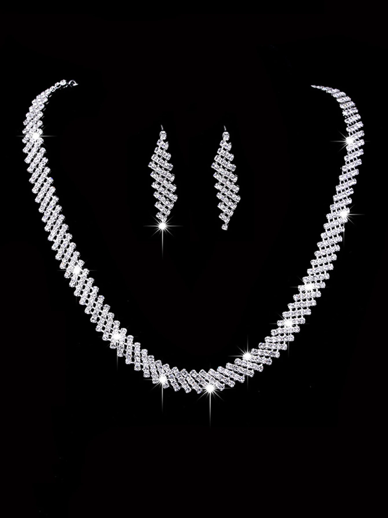 Colar, Brincos e Pulseira de Luxo com Cristais - Imagem 2