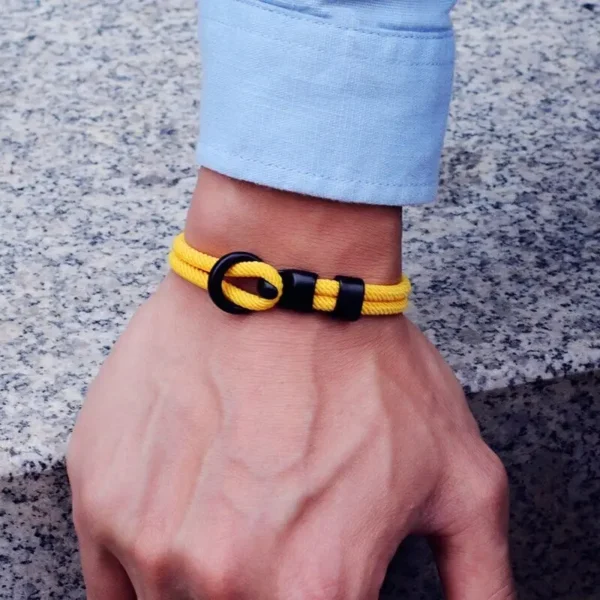 Pulseira Masculina de Corda Trançada com Fecho de Gancho em Liga de Zinco - Imagem 2