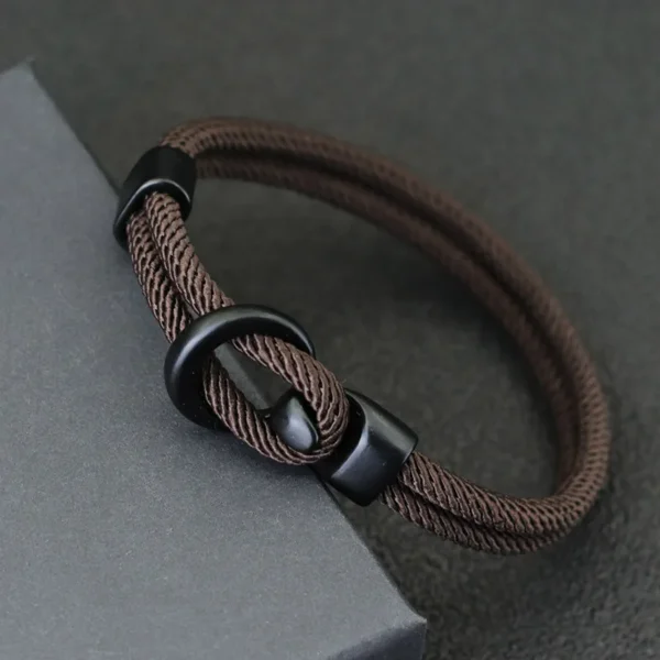 Pulseira Masculina de Corda Trançada com Fecho de Gancho em Liga de Zinco