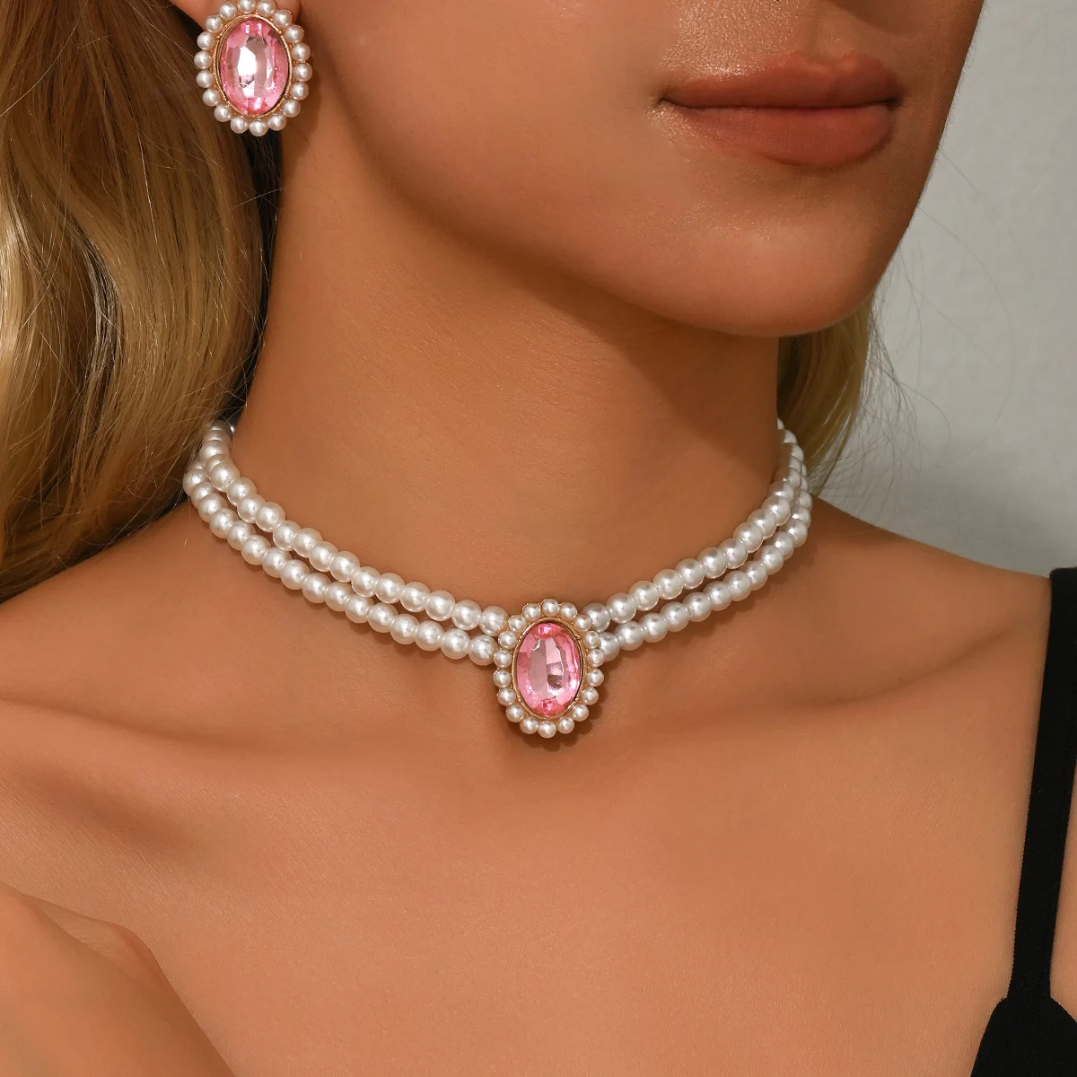 Conjunto de Joias Vintage com Pérolas e Acrílico - Imagem 4