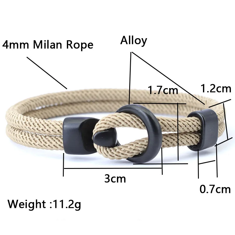 Pulseira Masculina de Corda Trançada com Fecho de Gancho em Liga de Zinco - Imagem 4