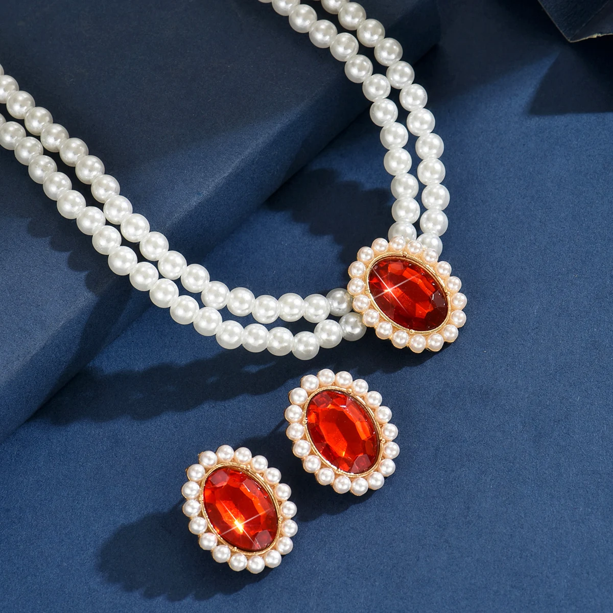 Conjunto de Joias Vintage com Pérolas e Acrílico - Imagem 2