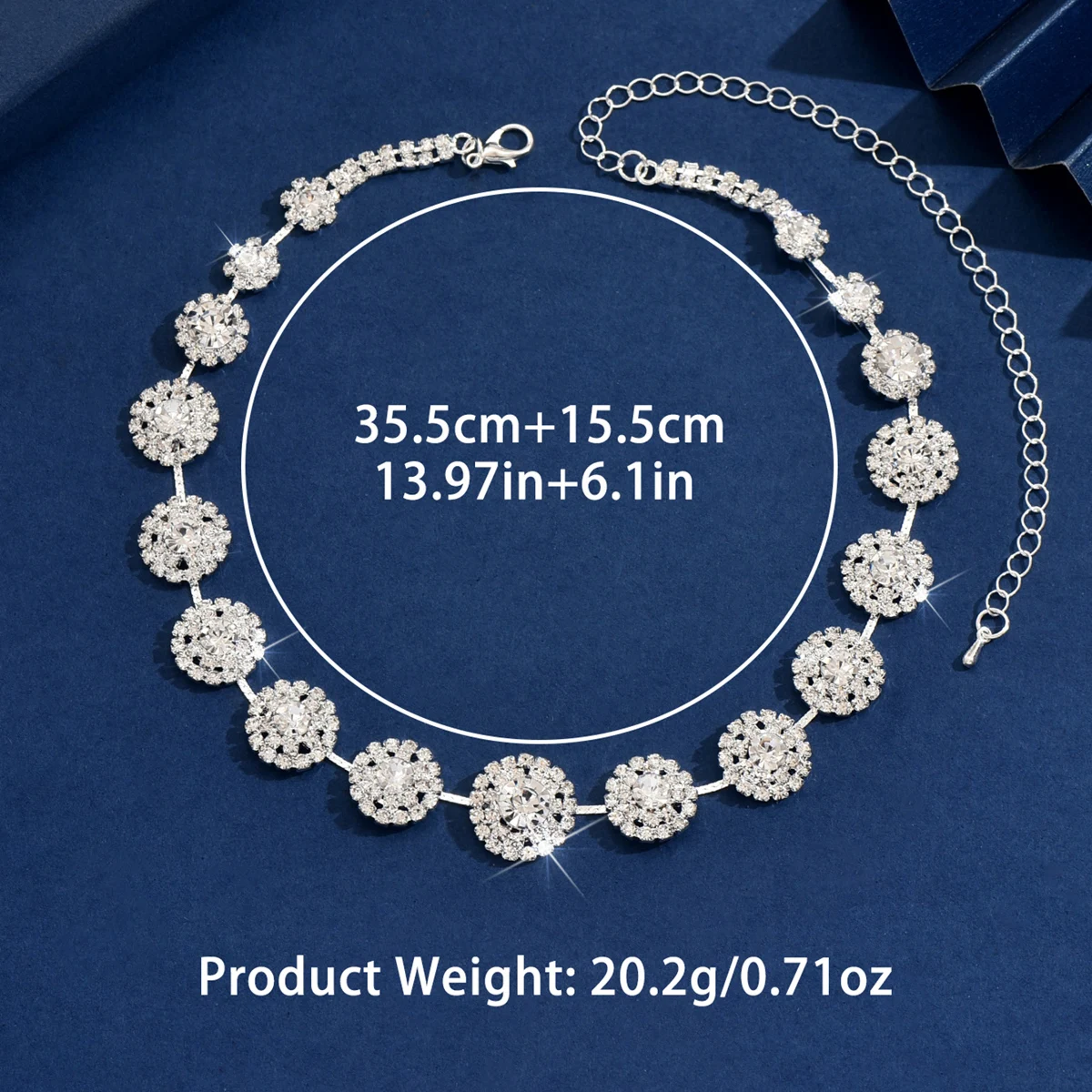 Colar Clássico com Círculos de Strass com Banho em Prata - Imagem 6
