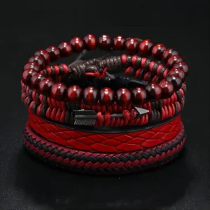 Pulseira de Couro Masculina Estilo Vintage "RED" 
