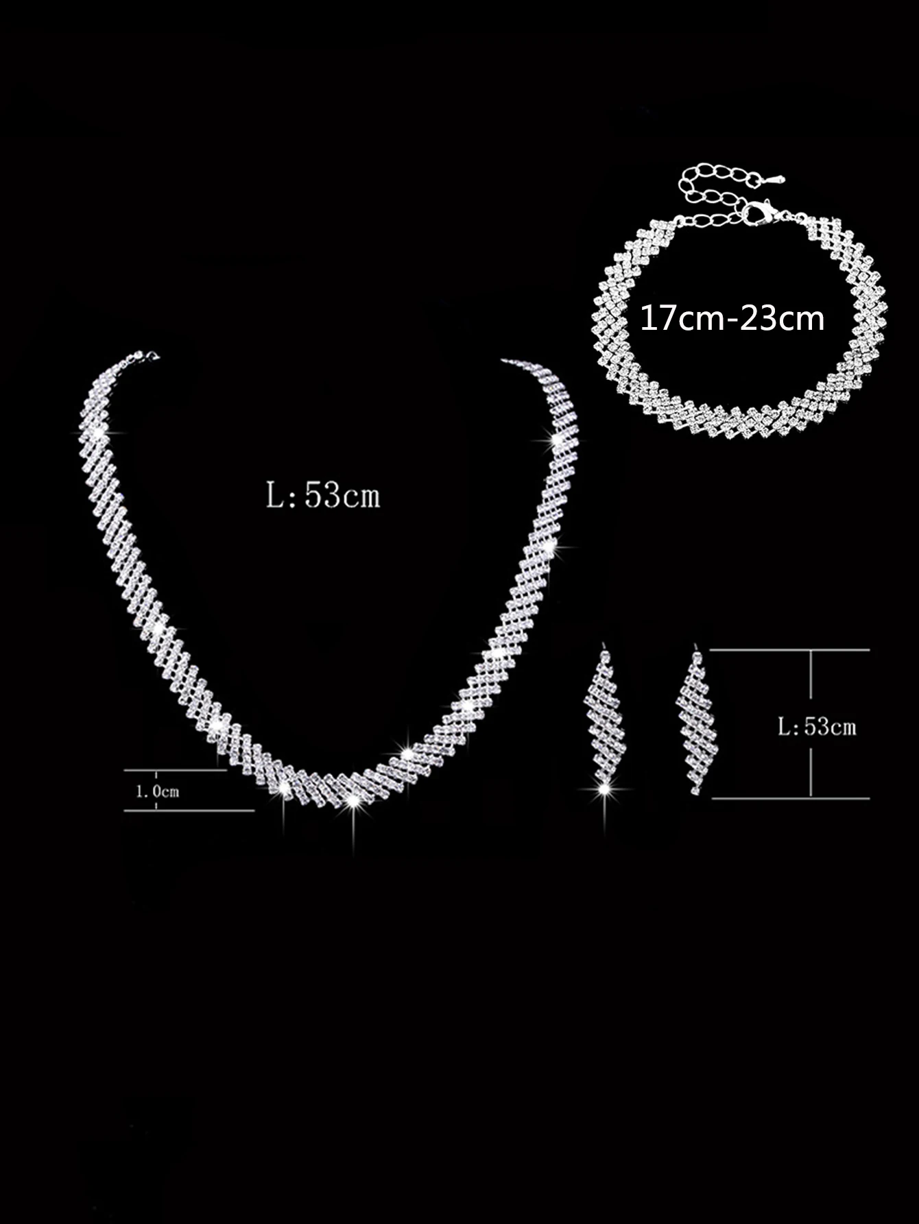 Colar, Brincos e Pulseira de Luxo com Cristais - Imagem 3
