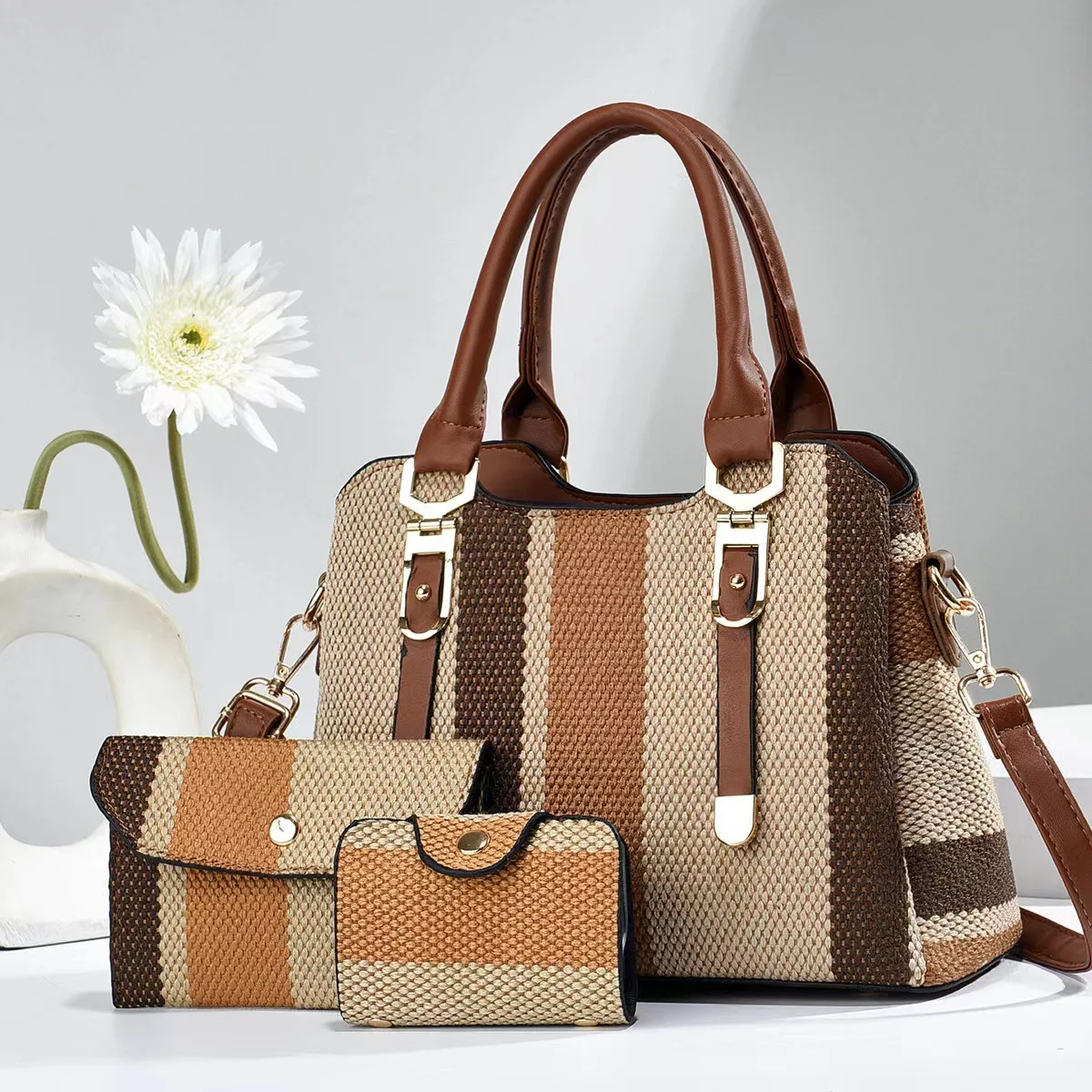 Bolsa em Conjunto de 3 em 1 Listrada - Imagem 8