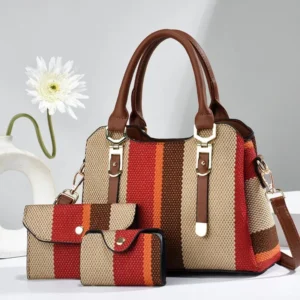 Bolsa em Conjunto de 3 em 1 Listrada