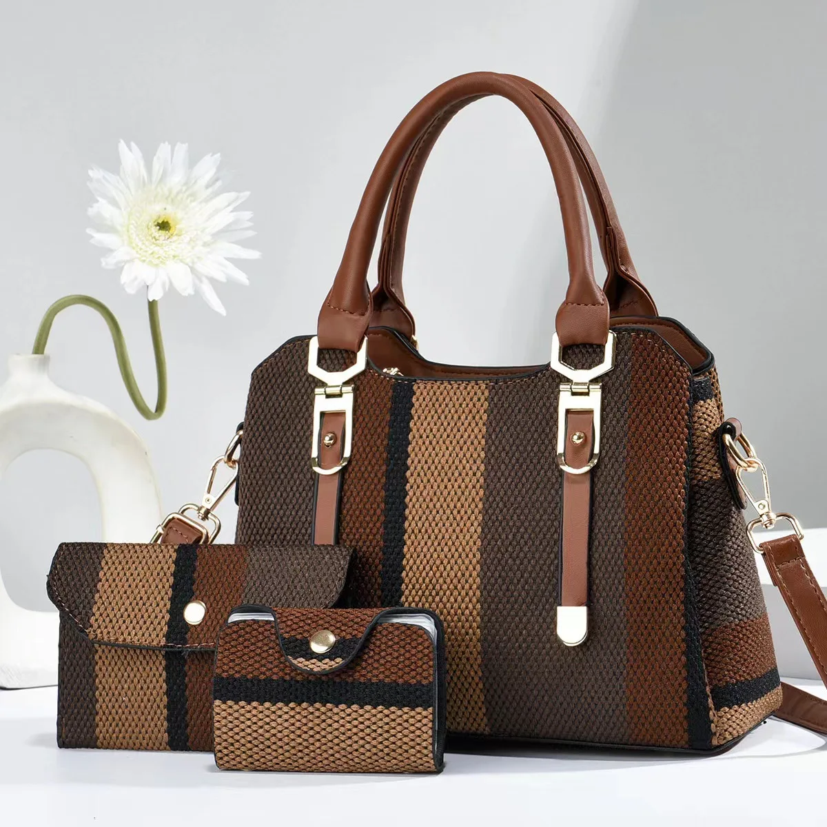 Bolsa em Conjunto de 3 em 1 Listrada - Imagem 13